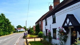 The A422 to Banbury with Old Rose Cottage on the right of the picture